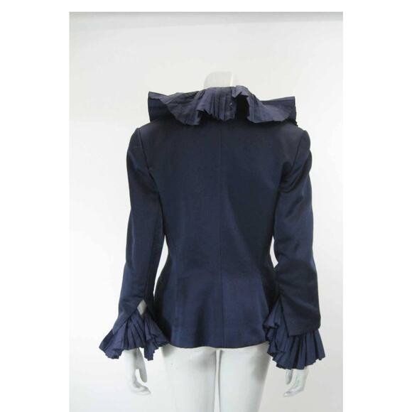 Christian Dior Vtg Satin Evening Jacket With Large Pleated Collar - Picture 10 of 11